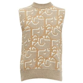 Cashmere-Monogramm-Weste Cactus Jack von Dior Travis Scott Braun Beige