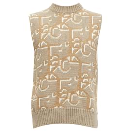 Dior-Dior Travis Scott Cactus Jack cashmere monogram sweater vest-Brown,Beige