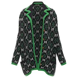 Gucci-Gucci GG Monogram Alpaca Wool Trim Knit Coat-Green
