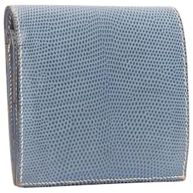 Hermès-Hermes Scaled Leather Silver Logo Bifold Coins Wallet-Blue