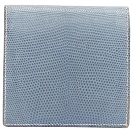 Hermès-Hermes Scaled Leather Silver Logo Bifold Coins Wallet-Blue