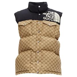 Gucci-Gucci The North Face GG Monogram Padded Vest Jacket-Brown,Beige
