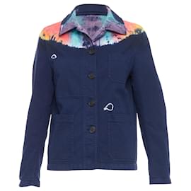 Dior-Christian Dior rainbow tie dye cotton cropped jacket-Blue