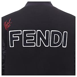 Fendi-Fendi Karlito modal blend fur trim quilted bomber jacket-Black