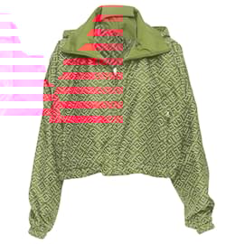 Fendi-Fendi Skims Red FF monogram print nylon cropped anorak windbreaker-Red