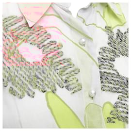 Chanel-Chanel 03P cotton floral print embroidery tie belt crop blouse-Multiple colors