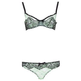 Conjunto de sutiã e calcinha de renda com laço Agent Provocateur Verde