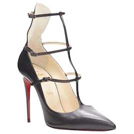 Christian Louboutin-Christian Louboutin Kadreyana caged strappy leather pump-Black