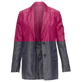 Valentino Garavani-Valentino Piccioli Silk Cinched Waist Casual Blazer-Purple