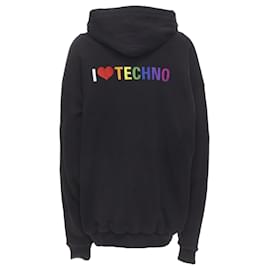 Balenciaga-Balenciaga Demna I Love Techno embroideRed oversized hoodie-Black