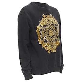 Versace-Versace g Barocco Hibiscus Medusa cotton crew sweater-Black