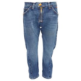 DSQUARed2 crab button logo denim cropped jeans Blue