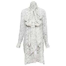 Fendi-Fendi FF Karligraphy Off monogram marble print midi dress-White,Cream