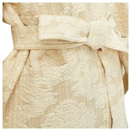 Dior-Dior cream cotton oriental jacquard wide sleeve belted coat-White,Cream