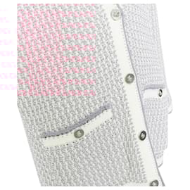 Chanel-Chanel tweed metallic buttons long knit cardigan-Pink