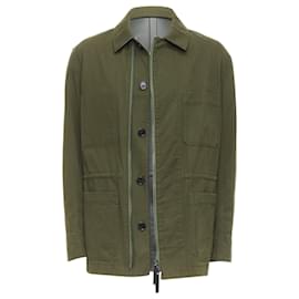 Berluti-Berluti Haider Ackermann Runway cotton leather back safari coat-Green