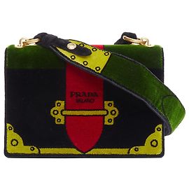 Bolsa de caixa cruzada em veludo Prada Cahier com estampa trompe l'oeil Multicor