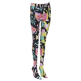 Balenciaga-Balenciaga Demna floral heel boots pants-Black
