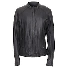Diesel-Diesel lambskin leather panelled cotton lined biker jacket-Black