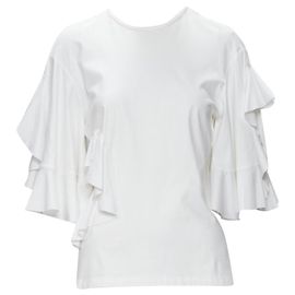Ellery wide ruffle sleeves cut-out tshirt White
