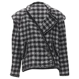 Chanel-Chanel Tweed asymmetric collar jacket-Black