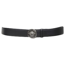 Versace-Versace Biggie Medusa Medallion Coin leather belt-Black