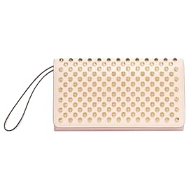 Christian Louboutin-Pochette portefeuille à clous Macaron spike de Christian Louboutin-Rose
