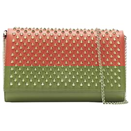 Christian Louboutin-Christian Louboutin Paloma spike stud shoulder chain clutch bag-Red