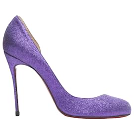 Christian Louboutin-Christian Louboutin Helmour glitter round toe half dorsay pump-Purple