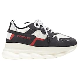 Versace-Versace Chain Reaction suede mesh low chunky sneaker-Black
