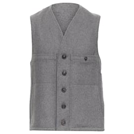 Lemaire-Christophe Lemaire virgin wool cotton tape bonded waist coat vest-Grey