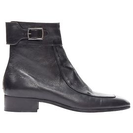 Bota Saint Laurent Miles Age Baby Eighty com bico quadrado Preto