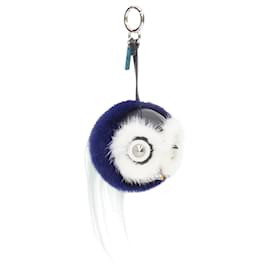 Fendi-Fendi Monster Birgami Bird fur owl bag charm-Blue