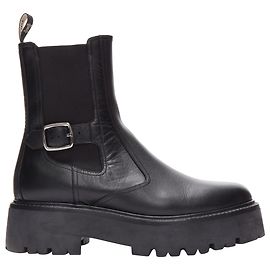 Céline Botas de biker com fivelas em couro de bezerro Celine Bulky Chelsea Preto