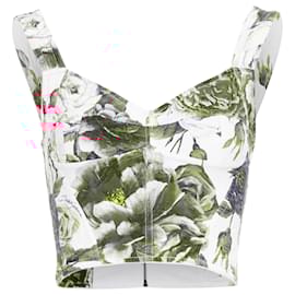 Dolce & Gabbana-Dolce & Gabbana rose print crop bustier top-White