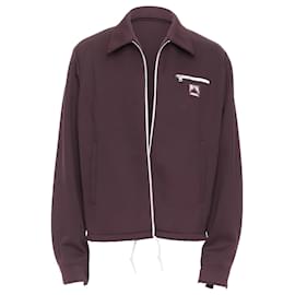 Prada-Prada sporty rubber logo zip up collaRed jacket-Red,Dark red