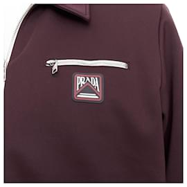 Prada-Prada sporty rubber logo zip up collaRed jacket-Red,Dark red