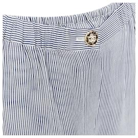 Chanel-Chanel 22S silk striped CC button sheer wide pants-Grey