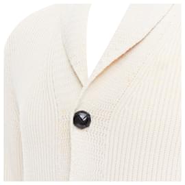 Tom Ford-Tom Ford cream wool ribbed shawl collar buttoned cardigan-White,Cream