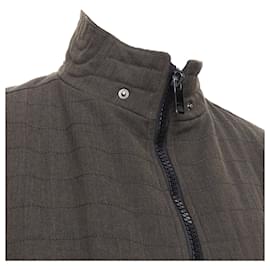 Burberry-Burberry khaki wool blend zip overstitch biker jacket-Green,Khaki