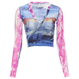 Top trasparente avvolgente Jean Paul Gaultier Soleil Blu