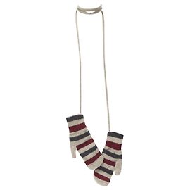 Burberry striped mitten glove on string Brown Beige