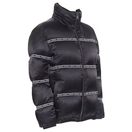 Versace Nastro Stampa logo ribbon goose down padded jacket Black