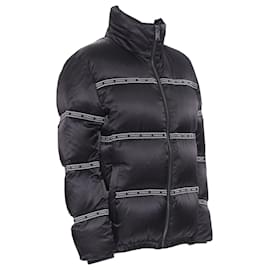 Versace-Versace Nastro Stampa logo ribbon goose down padded jacket-Black