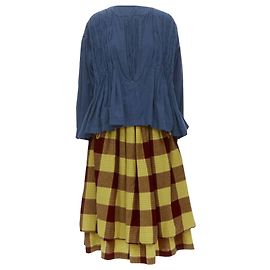 Comme Des Garcons Saia xadrez com top de camada de costura Comme Des Garçons Azul