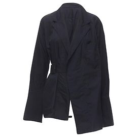 Comme Des Garcons asymmetric belted deconstructed blazer Black
