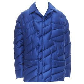 Giacca puffer in seta con logo Fendi in piuma d'oca Blu