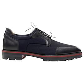 Christian Louboutin-Christian Louboutin Mika Sky neoprene leather derby brogue-Blue,Navy blue