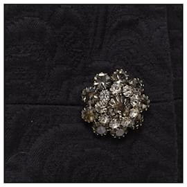 Dolce & Gabbana-Dolce & Gabbana paisley jacquard crystal button coat-Black