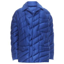 Giacca puffer in seta con logo Fendi in piuma d'oca Blu